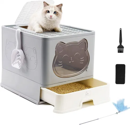 고양이 쓰레기 상자 대형 애완 동물 화장실 서랍에 완전히 동봉 된 고양이 쓰레기 상자 상단 애완 동물 청소 용품